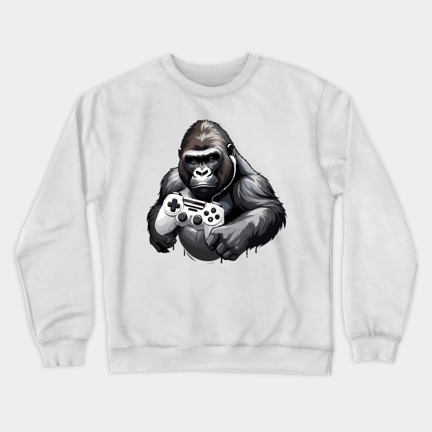 Funny Gorilla gamer Crewneck Sweatshirt by remixer2020